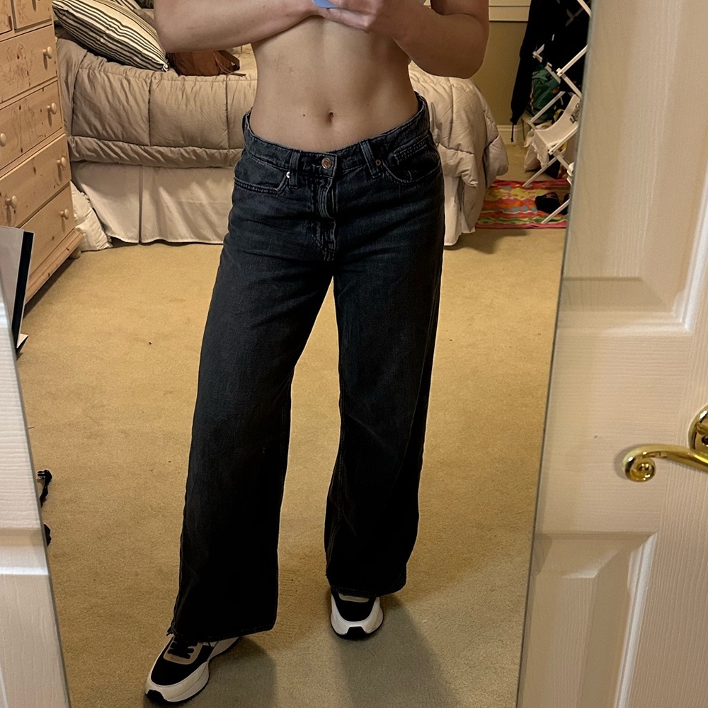 GAP Black High Rise Wide-Leg Jeans